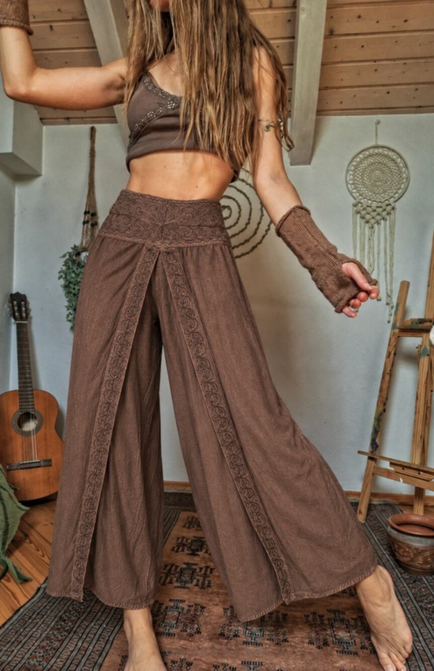 Sivana NEW Bohemian Radhika Palazzo Pants Earthy Fall Flowy Casual Contemporary